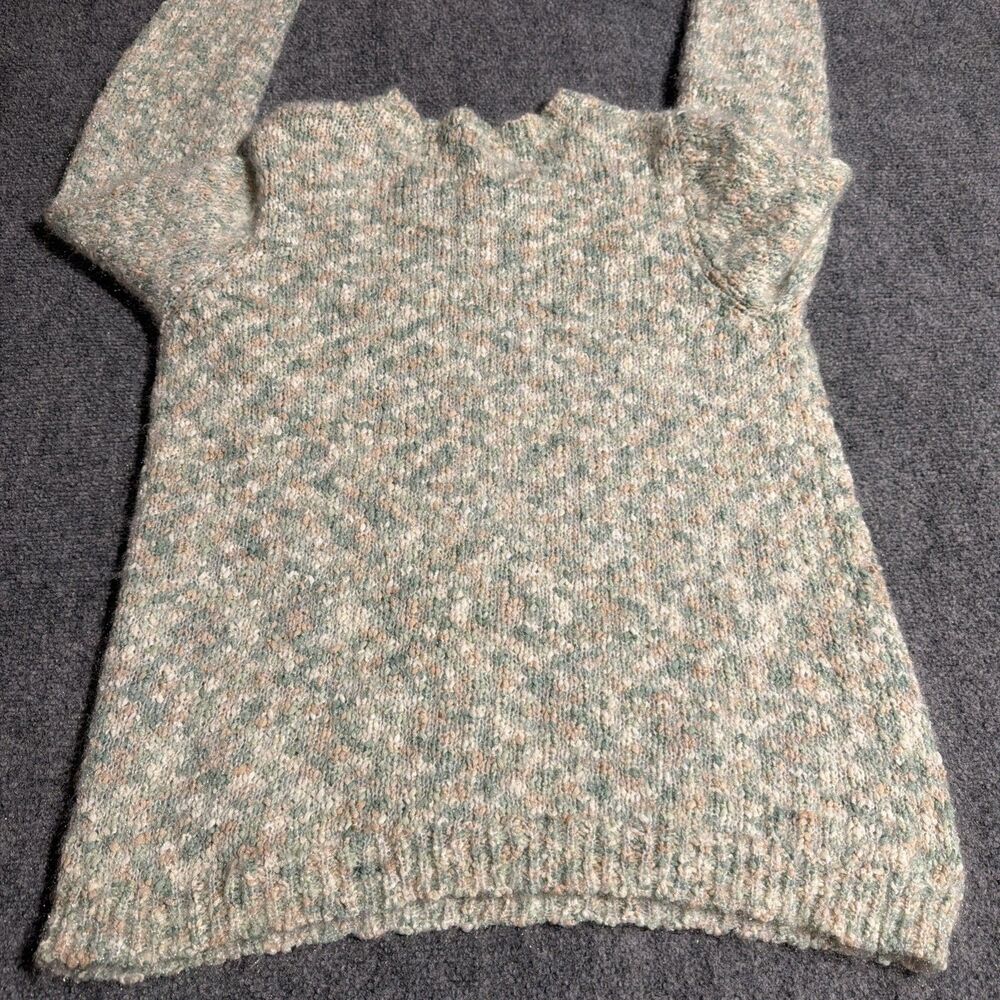 Alfred Dunner Sweater Womens Size Medium Green/Pink Pullover Chunky Knit Poly